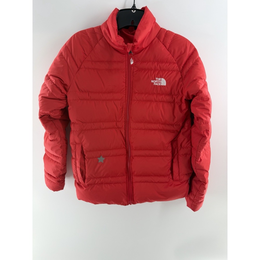 The North Face Boys Red Jacket Large Full Zip Puffer Sleeve Down Coat 14/16